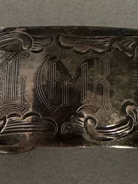 Vintage cuff bracelet is marked S. Kirk & Son Sterling.  Old Maryland  15-0